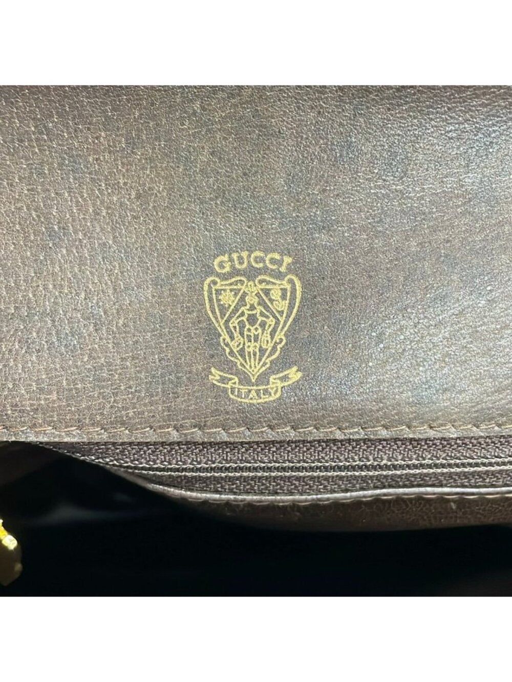 ★SOLD★ Gucci Shoulder Bag Vintage Beige Dark Brown Leather - Picture 9 of 14